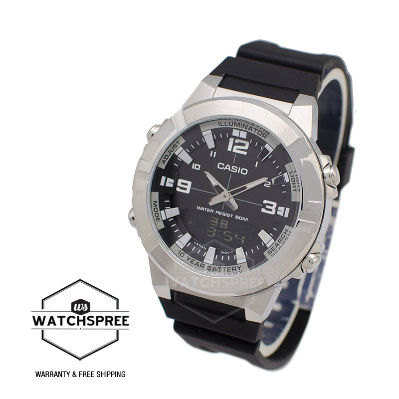 Casio Analog-Digital Black Resin Band Watch AMW870-1A AMW-870-1A