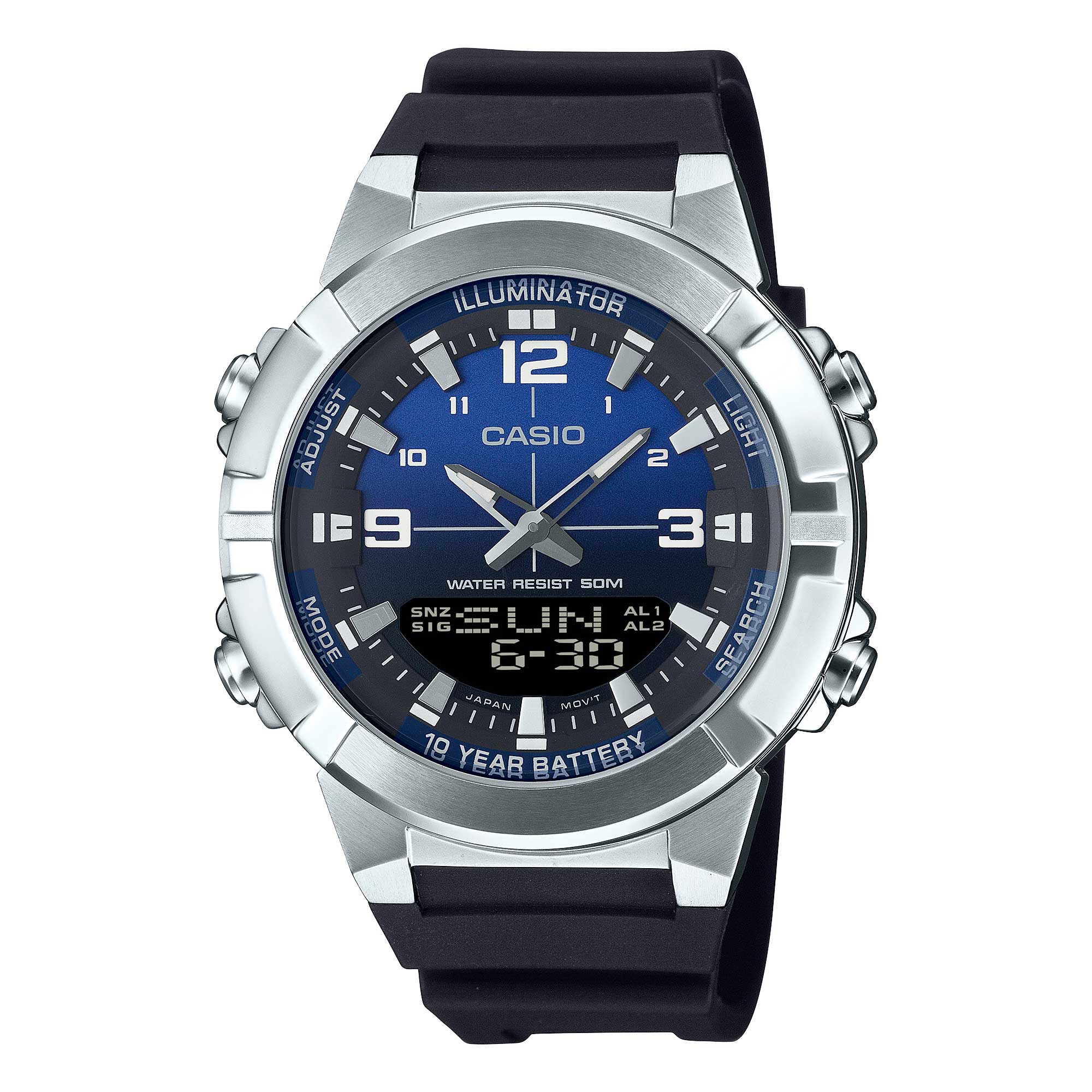 Casio Analog-Digital Black Resin Band Watch AMW870A-2A AMW-870A-2A