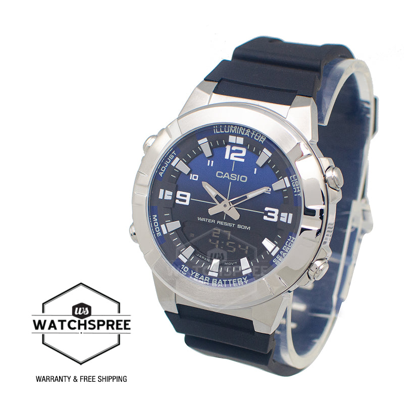 Casio Analog-Digital Black Resin Band Watch AMW870A-2A AMW-870A-2A