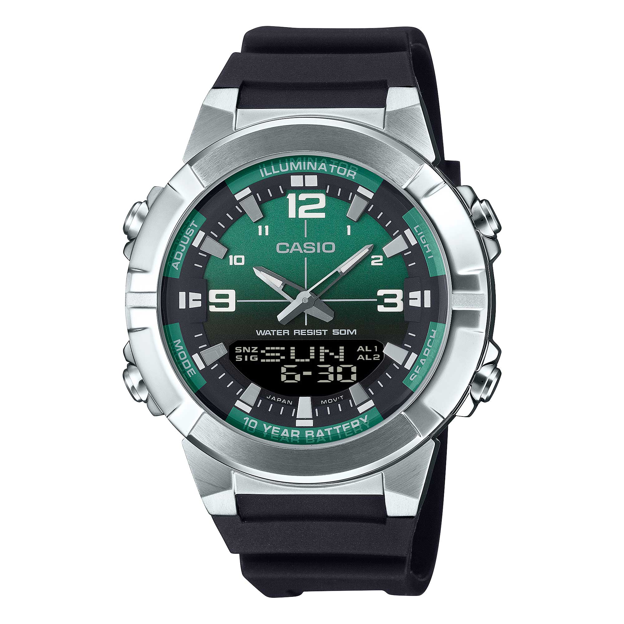 Casio Analog-Digital Black Resin Band Watch AMW870A-3A AMW-870A-3A