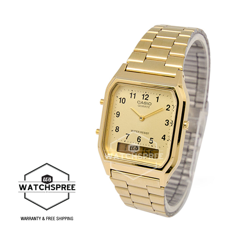 Casio Vintage Style Gold Stainless Steel Watch AQ230GA-9B