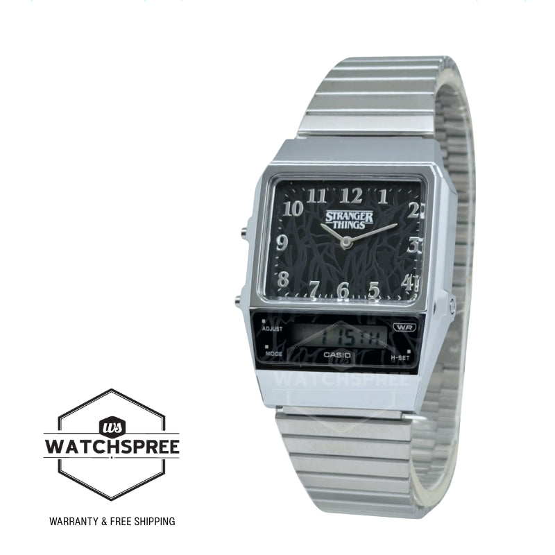 Casio Vintage Style Stranger Things Collaboration Models Analog-Digital Dual Time Stainless Steel Band Watch AQ800EST-1A AQ-800EST-1A