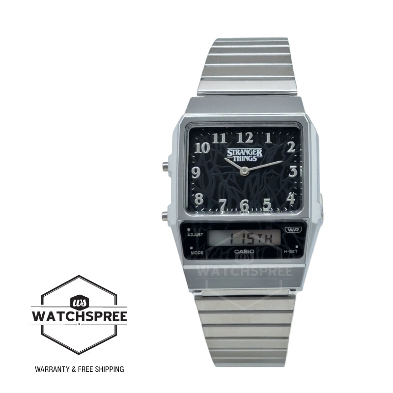 Casio Vintage Style Stranger Things Collaboration Models Analog-Digital Dual Time Stainless Steel Band Watch AQ800EST-1A AQ-800EST-1A