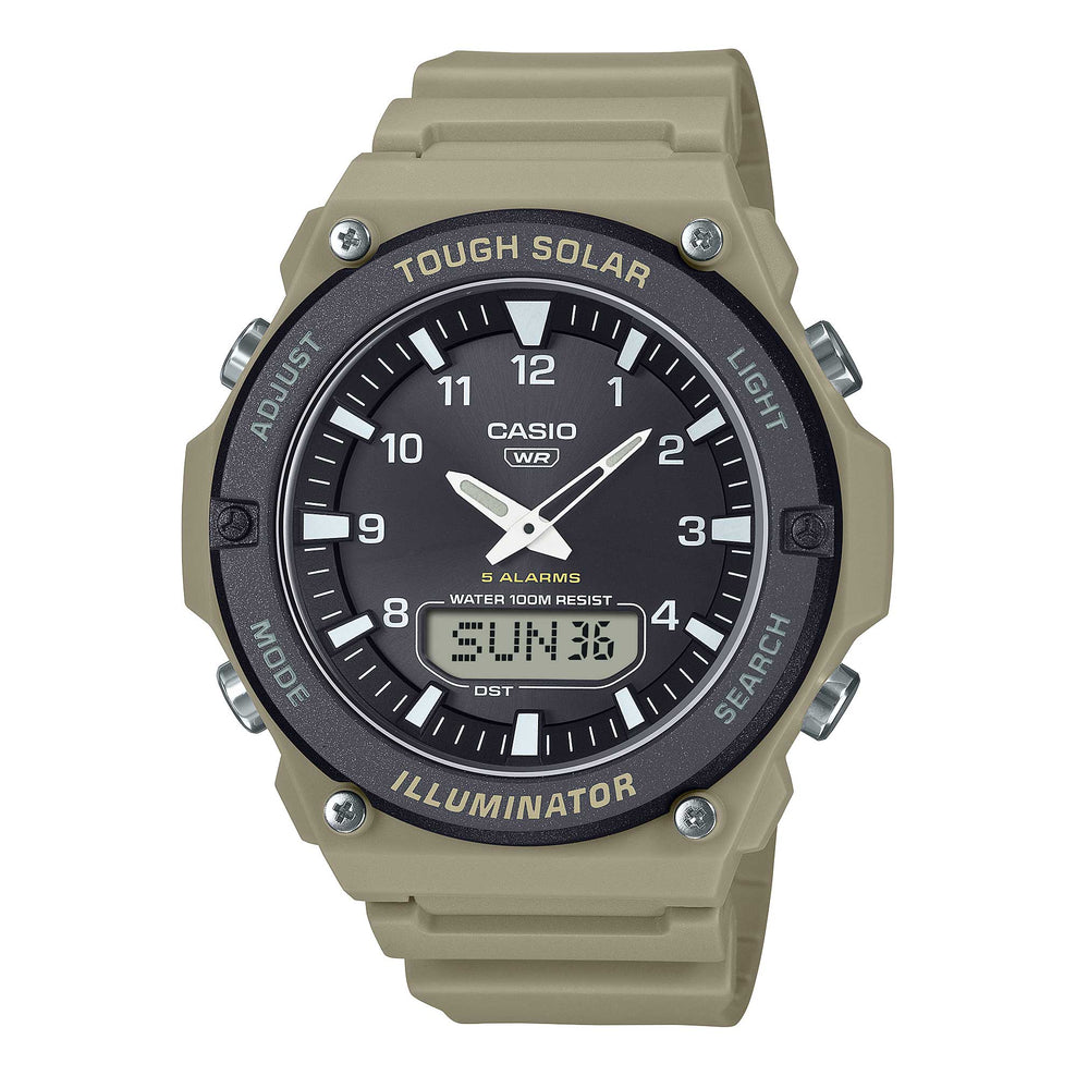 Casio Analog-Digital Tough Solar Khaki Resin Band Watch AQS820W-5A AQ-S820W-5A