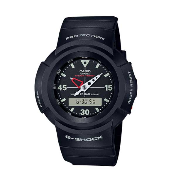 Casio G-Shock Analog-Digital Classic AW-500 Series Black Resin Strap Watch AW500E-1E AW-500E-1E