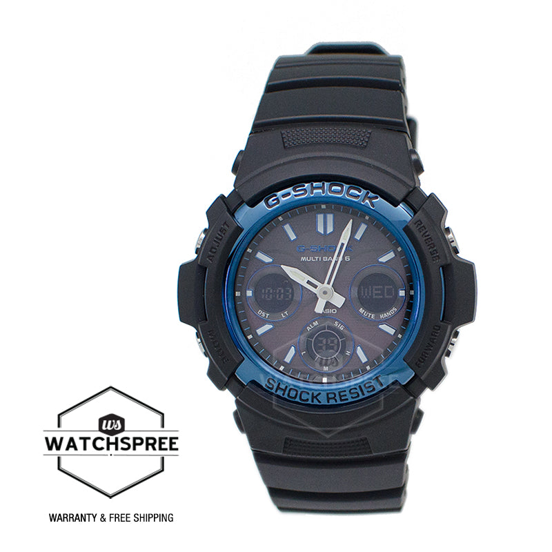 Casio G-Shock Analog-Digital Tough Solar MULTIBAND6 Black Resin Strap Watch AWGM100A-1A AWG-M100A-1A