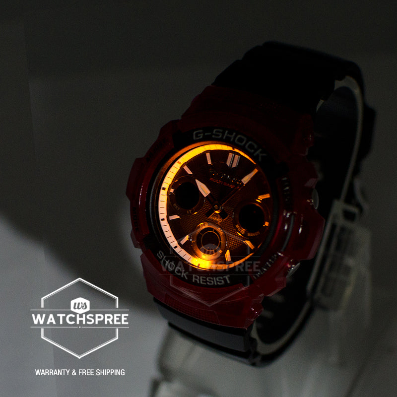 Casio G-Shock Analog-Digital Tough Solar MULTIBAND6 Black Resin Band Watch AWGM100SRB-4A AWG-M100SRB-4A