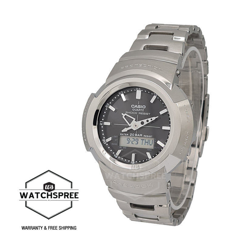 Casio G-Shock AW-500 Lineup Analog-Digital Silver Stainless Steel Band Watch AWM500D-1A AWM-500D-1A
