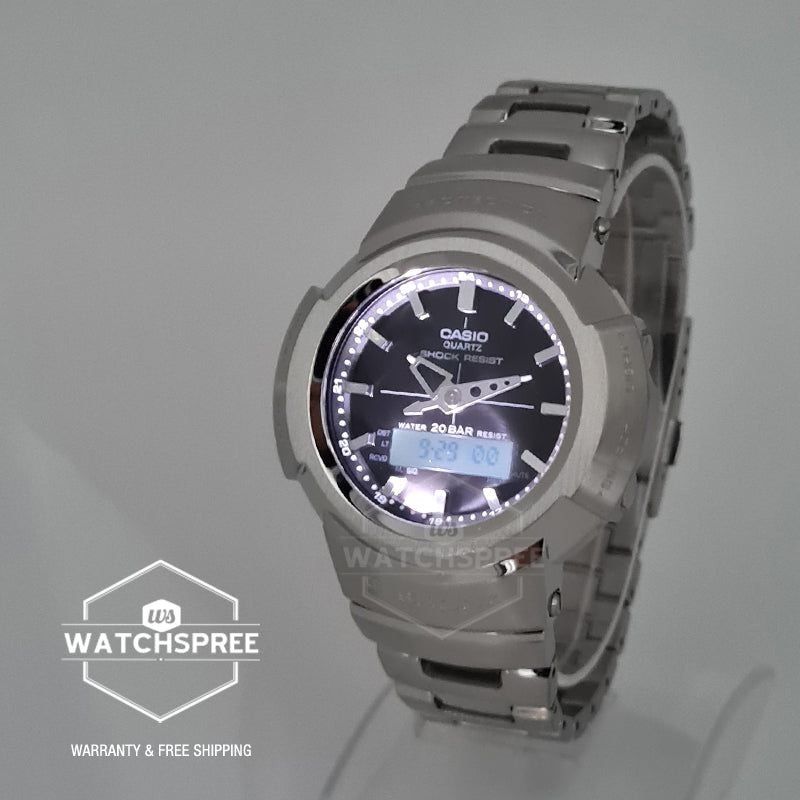 Casio G-Shock AW-500 Lineup Analog-Digital Silver Stainless Steel Band Watch AWM500D-1A AWM-500D-1A