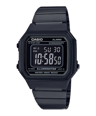 Casio Unisex Vintage Full Black Stainless Steel Band Watch B650WB-1B