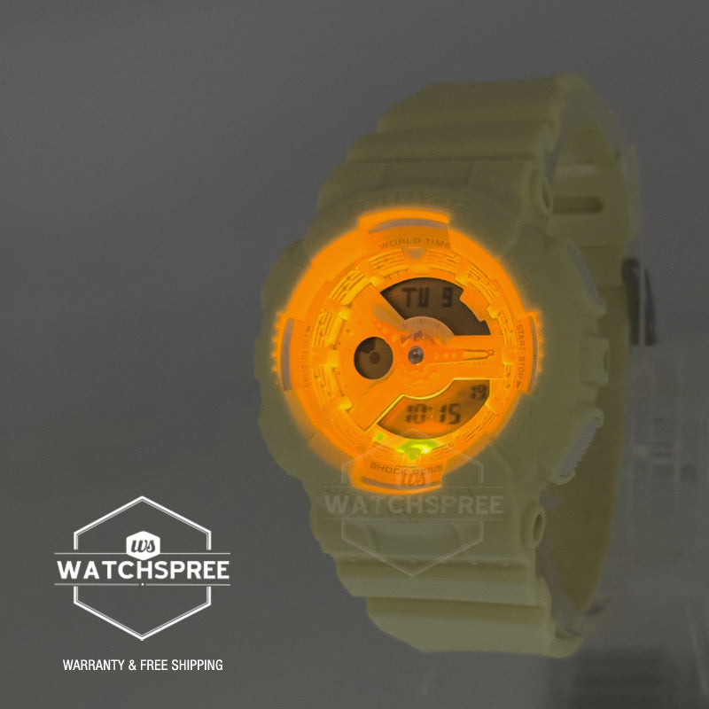 Casio Baby-G BA-110 Lineup Yellow Resin Band Watch BA110AH-9A BA-110AH-9