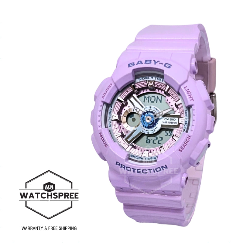 Casio Baby-G BA-110 Lineup Metallic Colour Series Light Purple Resin Band Watch BA110MC-6A BA-110MC-6A