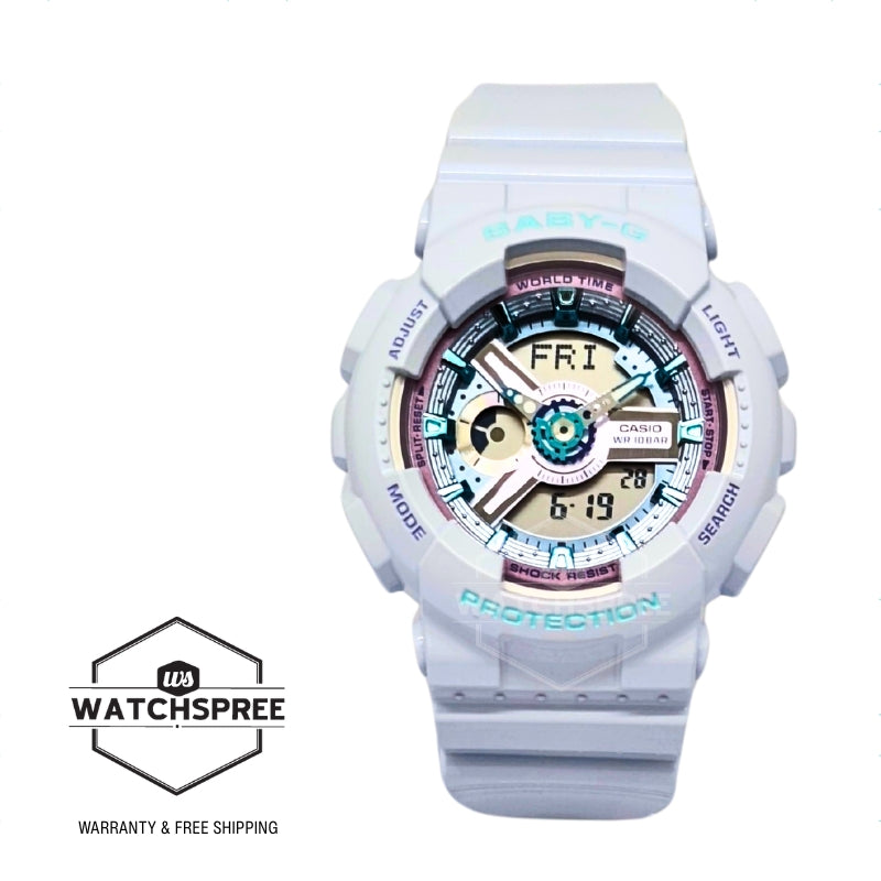 Casio Baby-G BA-110 Lineup Metallic Colour Series White Resin Band Watch BA110MC-7A BA-110MC-7A