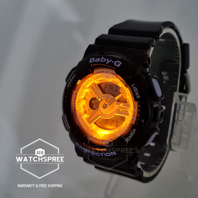 Casio Baby-G BA-110 Series Swirl Color Series Black Resin Band Watch BA110PL-1A BA-110PL-1A
