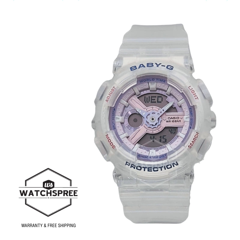 Casio Baby-G BA-110 Lineup Pastels Dreamy Series Semi-Transparent White Resin Band Watch BA110PS-7A BA-110PS-7A