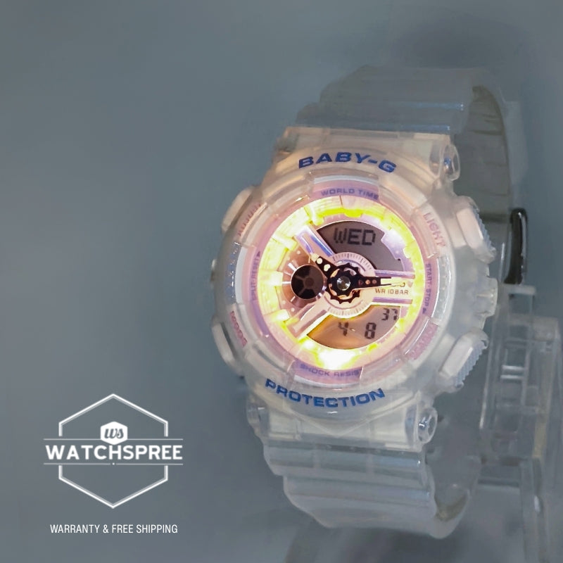 Casio Baby-G BA-110 Lineup Pastels Dreamy Series Semi-Transparent White Resin Band Watch BA110PS-7A BA-110PS-7A
