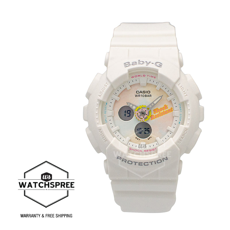 Casio Baby-G Standard Analog-Digital Beach Fashions White Resin Band Watch BA120T-7A BA-120T-7A