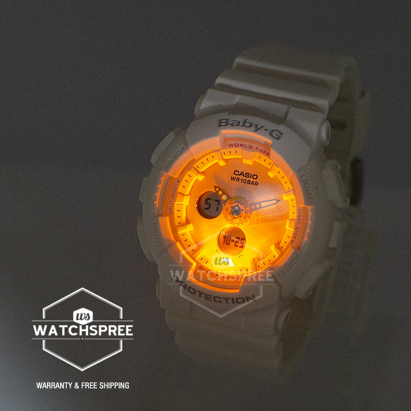 Casio Baby-G Standard Analog-Digital Beach Fashions White Resin Band Watch BA120T-7A BA-120T-7A