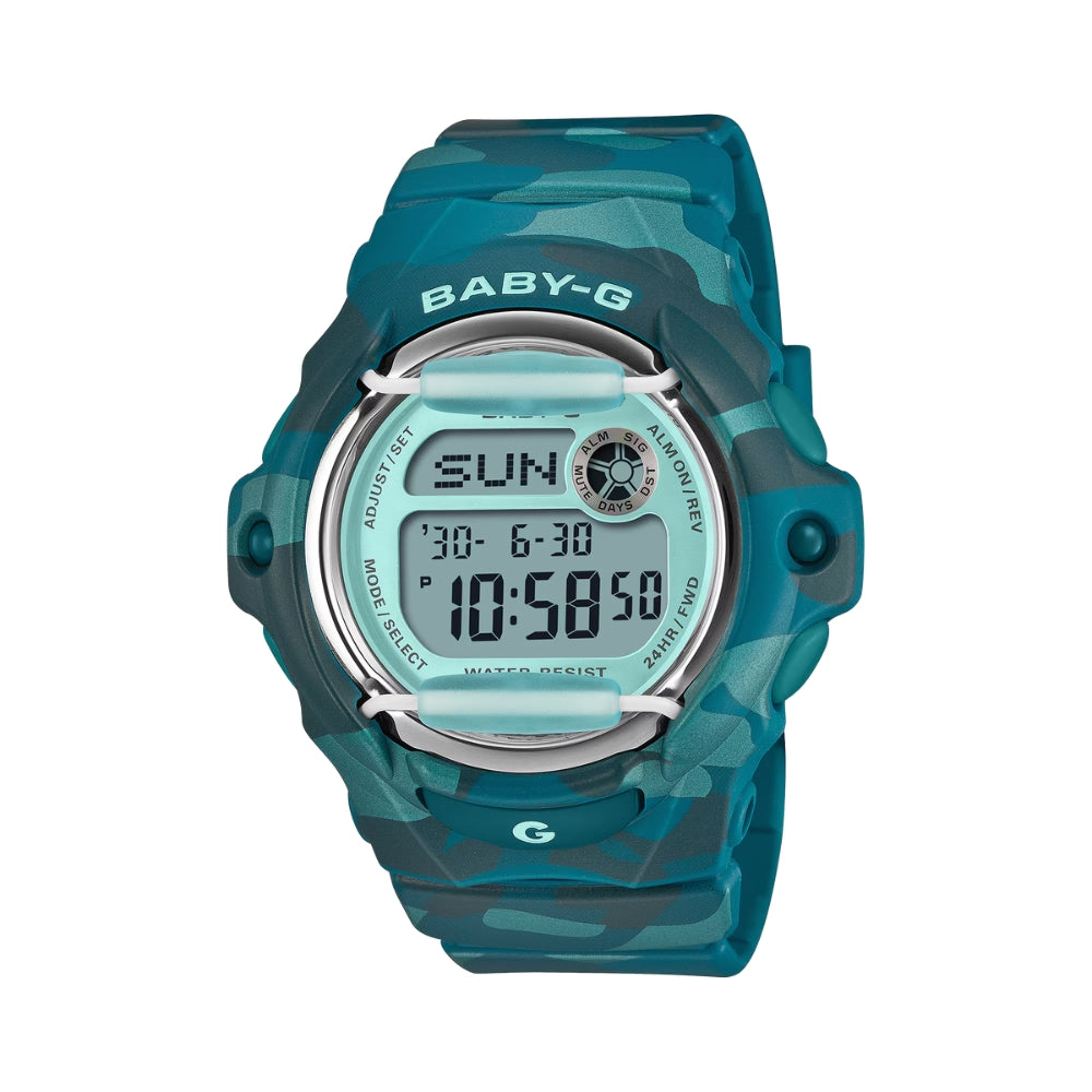 Casio Baby-G BG-169 Lineup Camo Series Camouflage Blue-Green Resin Band Watch BG169CM-2D BG-169CM-2D BG-169CM-2