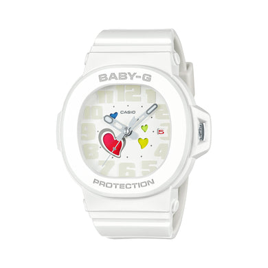 Casio Baby-G BGA-10 Lineup Playful Hearts Series White Resin Band Watch BGA10-7A BGA-10-7A