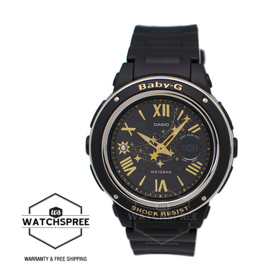 Casio Baby-G Popular Wide Face Shooting Star Series Black Resin Strap Watch BGA150ST-1A BGA-150ST-1A