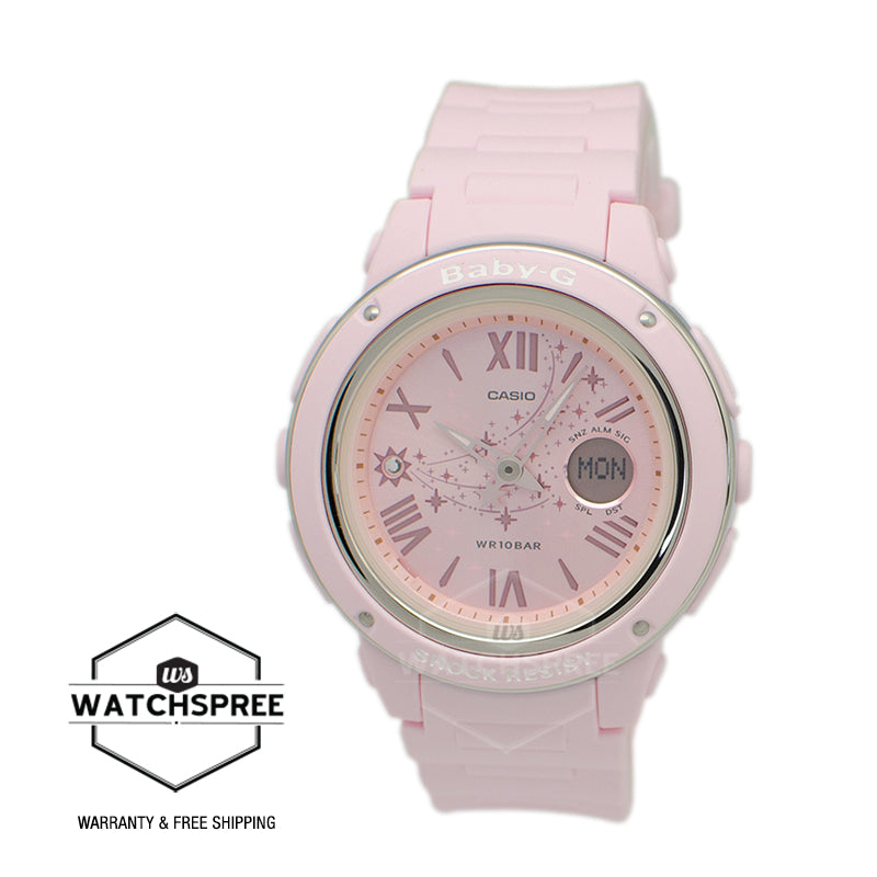 Casio Baby-G Popular Wide Face Shooting Star Series Pink Resin Strap Watch BGA150ST-4A BGA-150ST-4A