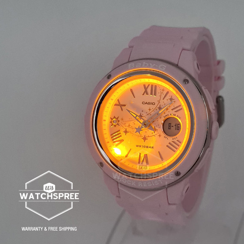 Casio Baby-G Popular Wide Face Shooting Star Series Pink Resin Strap Watch BGA150ST-4A BGA-150ST-4A