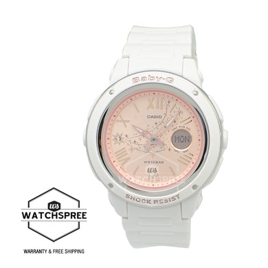 Casio Baby-G Popular Wide Face Shooting Star Series White Resin Strap Watch BGA150ST-7A BGA-150ST-7A