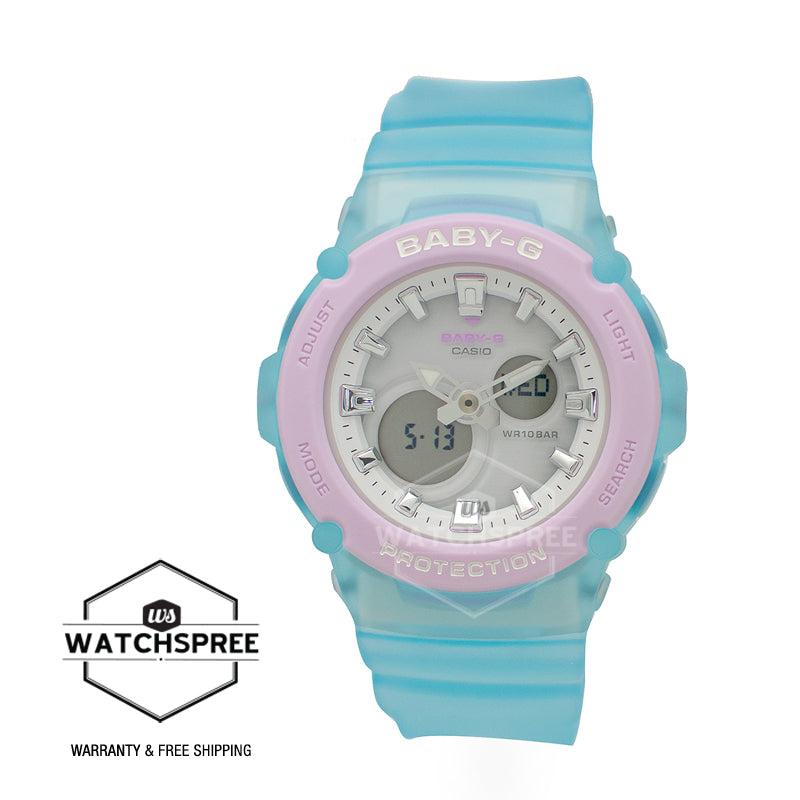 Casio Baby-G BGA270 Series in Pastel Colours Semi-Transparent Blue Resin Band Watch BGA270-2A BGA-270-2A