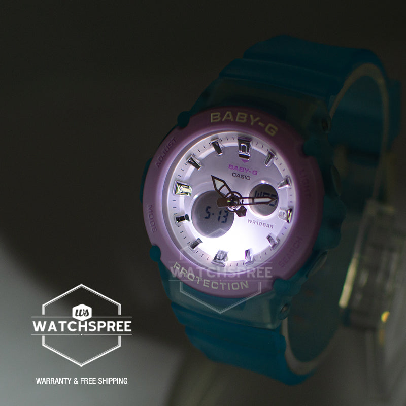 Casio Baby-G BGA270 Series in Pastel Colours Semi-Transparent Blue Resin Band Watch BGA270-2A BGA-270-2A