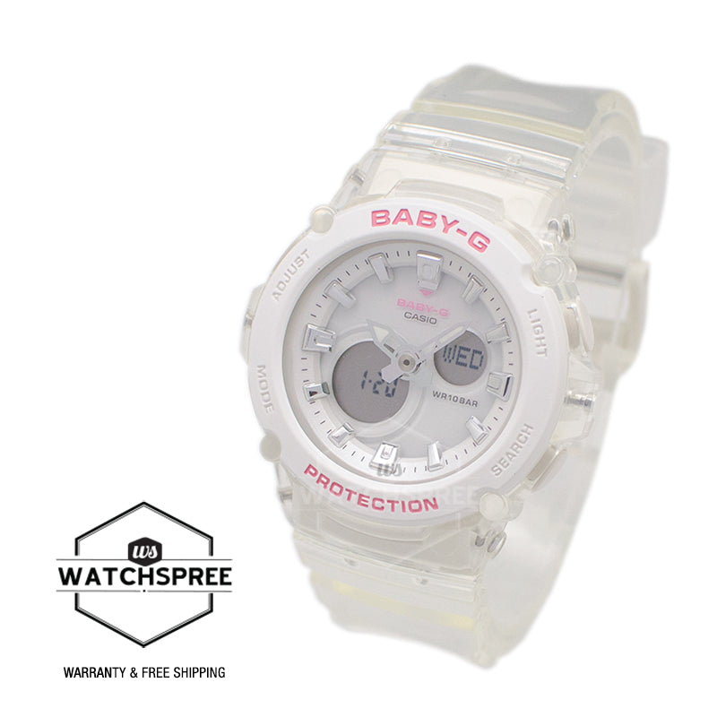 Casio Baby-G BGA270 Series in Summer Colours White Semi Transparent Band Watch BGA270S-7A BGA-270S-7A