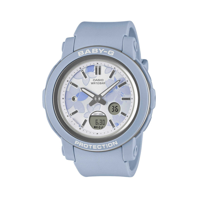 Casio Baby-G BGA-290 Lineup Flower Design Blue Resin Band Watch BGA290FL-2A BGA-290FL-2A