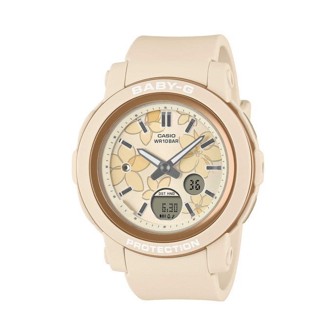 Casio Baby-G BGA-290 Lineup Flower Design Beige Resin Band Watch BGA290FL-4A BGA-290FL-4A