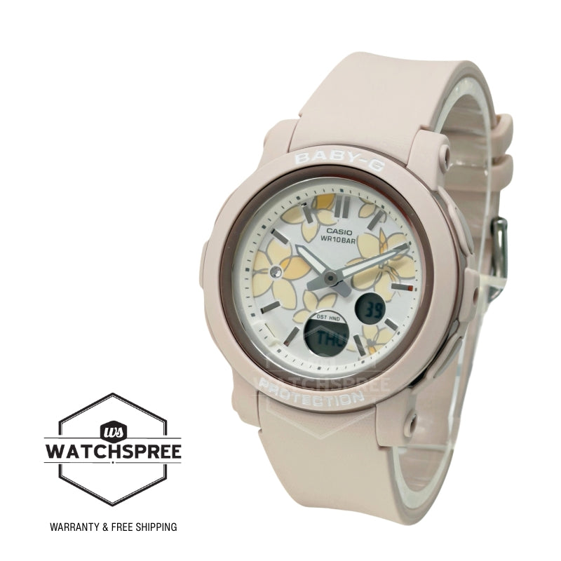 Casio Baby-G BGA-290 Lineup Flower Design Beige Resin Band Watch BGA290FL-4A BGA-290FL-4A