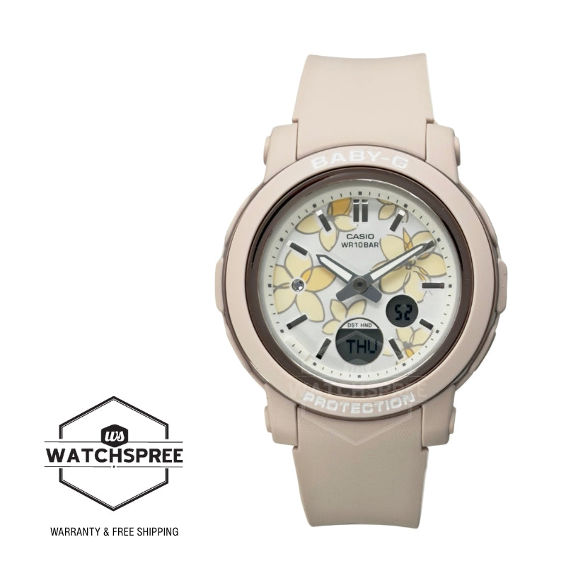 Casio Baby-G BGA-290 Lineup Flower Design Beige Resin Band Watch BGA290FL-4A BGA-290FL-4A
