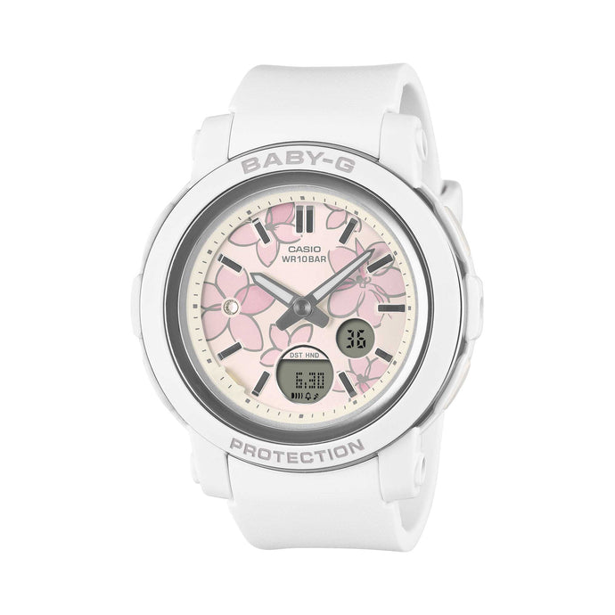 Casio Baby-G BGA-290 Lineup Flower Design White Resin Band Watch BGA290FL-7A BGA-290FL-7A