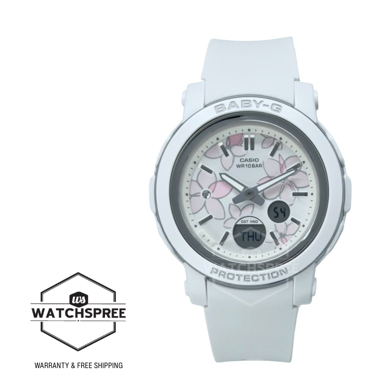 Casio Baby-G BGA-290 Lineup Flower Design White Resin Band Watch BGA290FL-7A BGA-290FL-7A