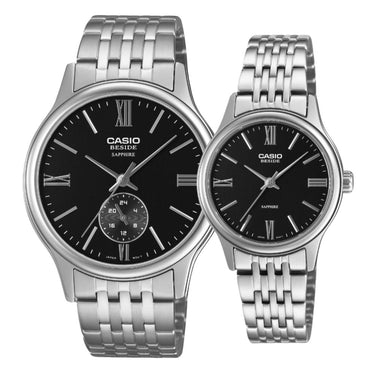 Casio Couple Beside Series Analog Stainless Steel Band Watch BLS100D-1A BMS100D-1A [Couple Watch Set]