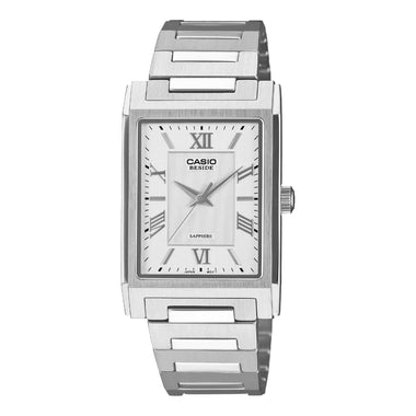 Casio Men's Beside Series Analog Rectangular Dial Stainless Steel Band Watch BMS105D-7A BMS-105D-7A