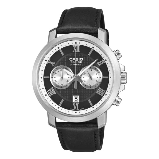 Casio Men's Beside Series Analog Black Leather Strap Watch BMS500L-1A BMS-500L-1A