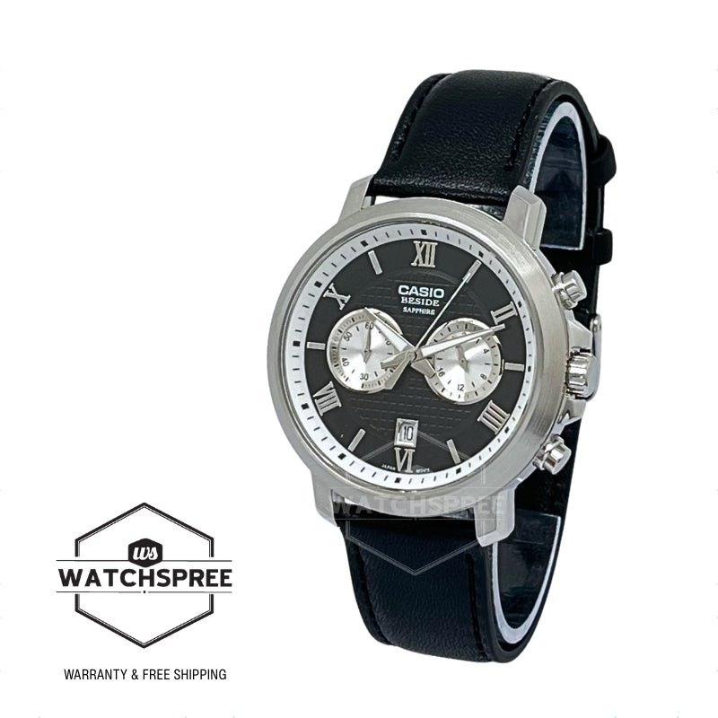 Casio Men's Beside Series Analog Black Leather Strap Watch BMS500L-1A BMS-500L-1A