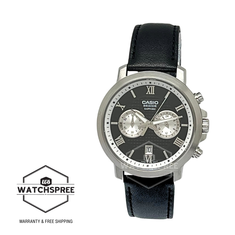 Casio Men's Beside Series Analog Black Leather Strap Watch BMS500L-1A BMS-500L-1A