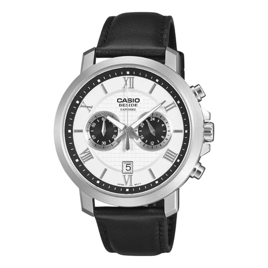 Casio Men's Beside Series Analog Black Leather Strap Watch BMS500L-7A BMS-500L-7A