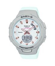 Load image into Gallery viewer, Casio Baby-G Bluetooth® Grey Resin Band Watch BSAB100MC-8A BSA-B100MC-8A
