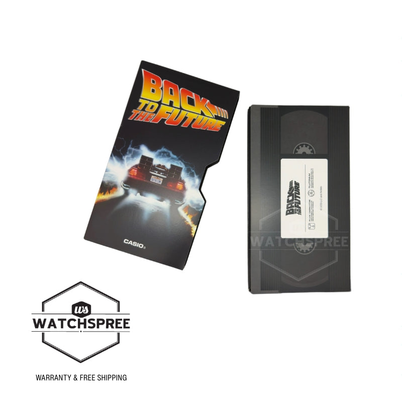 Casio Digital Back to the Future Collaboration Model Dual Time Calculator Stainless Steel Band Watch CA500WEBF-1A CA-500WEBF-1A