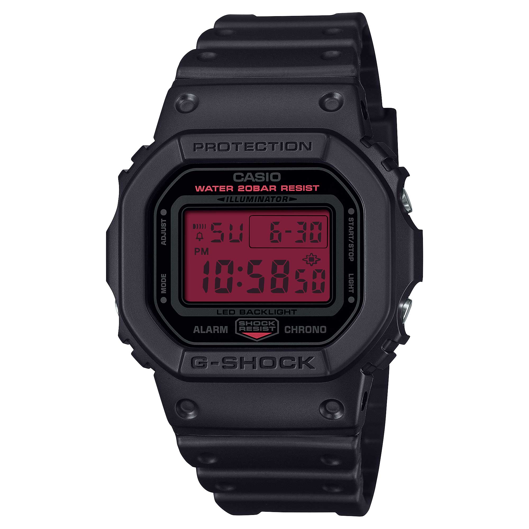 Casio G-Shock DW-5600 Lineup Black and Bold Red Series Black Bio-Based Resin Band Watch DW5600BBR-1D DW-5600BBR-1D DW-5600BBR-1