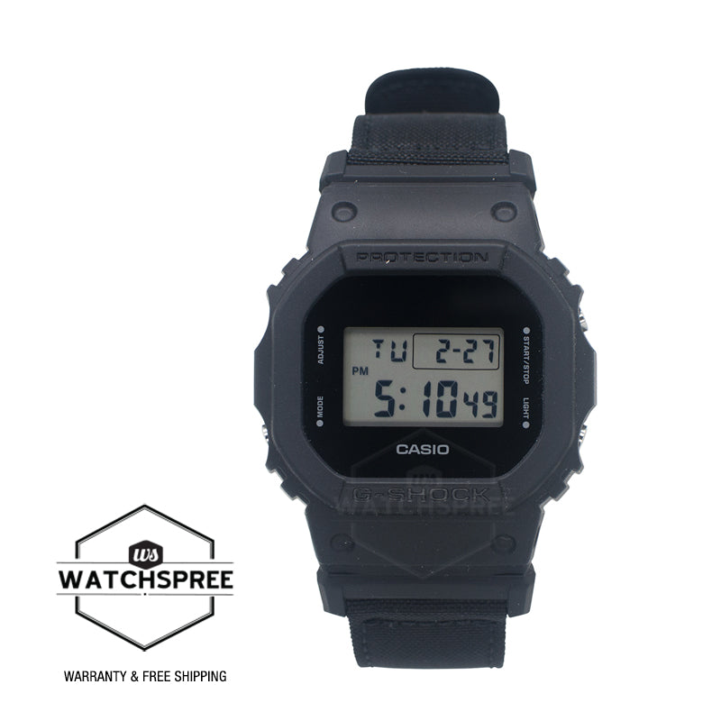 Casio G-Shock DW-5600 Lineup Utility Black Series Black CORDURA Watch DW5600BCE-1D