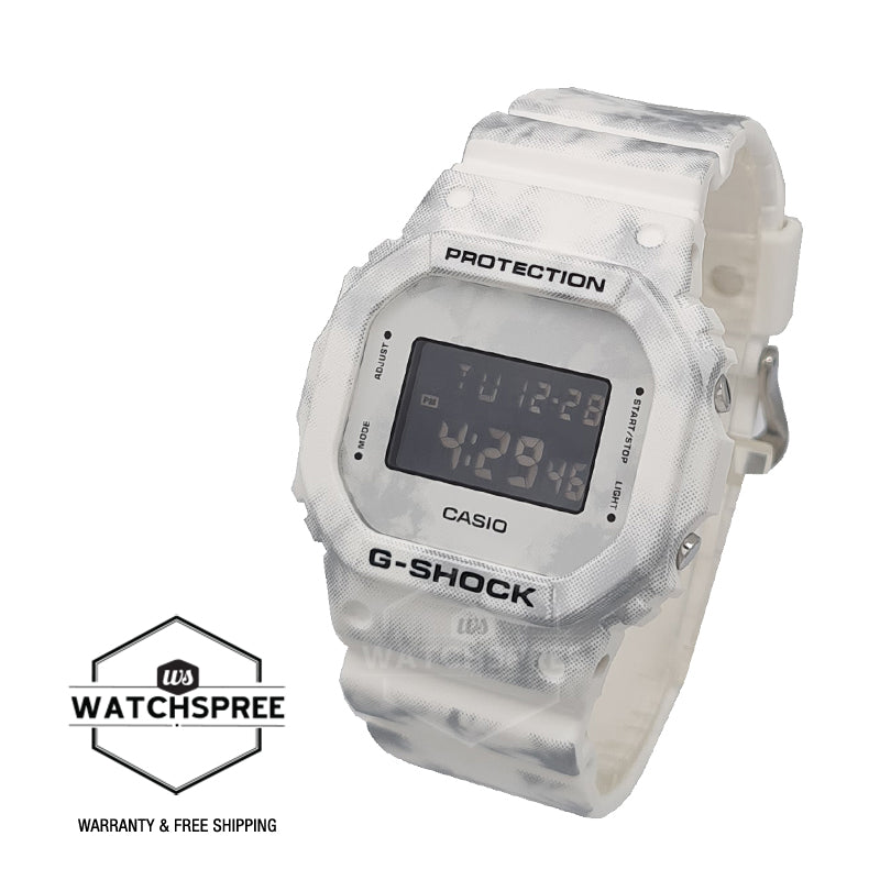 Casio G-Shock DW-5600 Lineup Wintry White with Camouflage Pattern Resin Band Watch DW5600GC-7D DW-5600GC-7D DW-5600GC-7