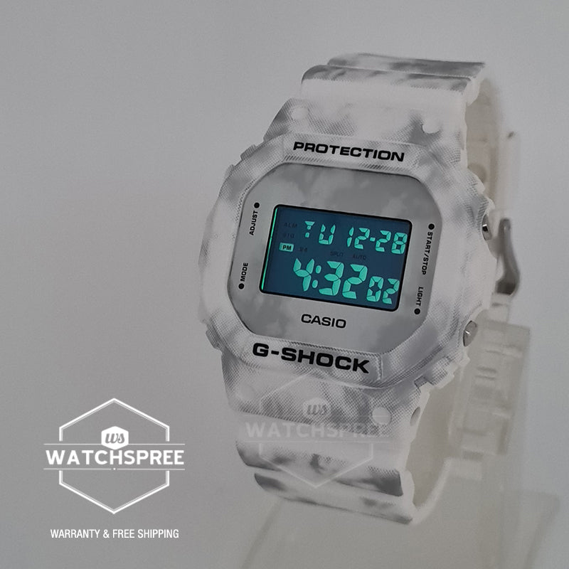 Casio G-Shock DW-5600 Lineup Wintry White with Camouflage Pattern Resin Band Watch DW5600GC-7D DW-5600GC-7D DW-5600GC-7