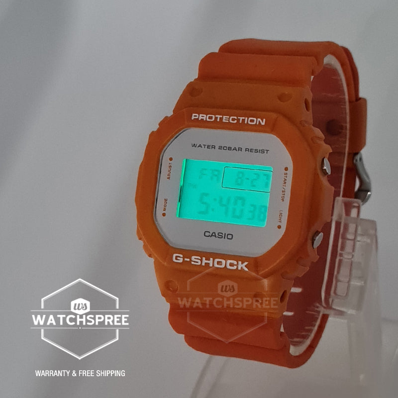 Casio G-Shock DW-5600 Lineup Summer Sea Motif Orange Resin Band With Ocean Wave Pattern Watch DW5600WS-4D DW-5600WS-4D DW-5600WS-4